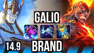 GALIO vs BRAND (MID) | 70% winrate, 34k DMG, 13/5/12 | KR Diamond | 14.9