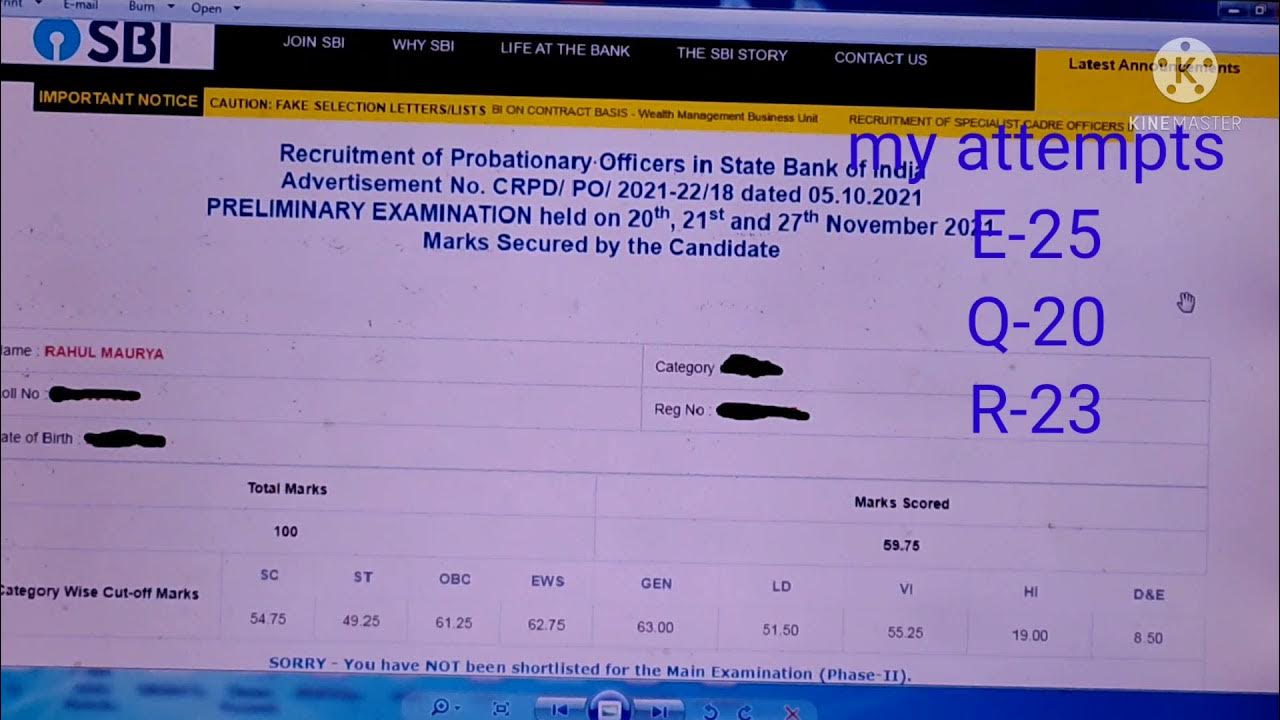 my SBI po pre result sbipo ibpspo YouTube