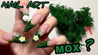 Маникюр самой себе, зелень на ногтях, nail art moss