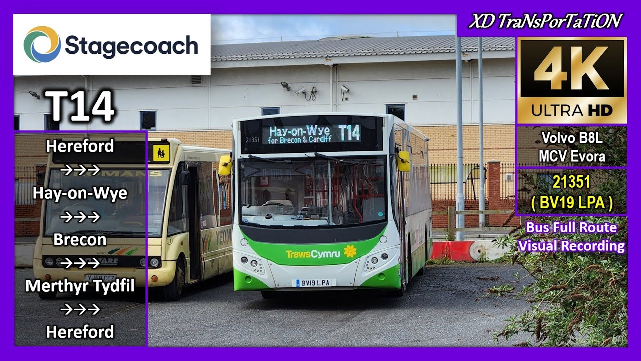 [Stagecoach South Wales] T14 ~ Hereford ➝ Hay-on-Wye ➝ Brecon ➝ Merthyr Tydfil ➝ Cardiff【4K UW】