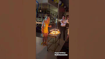 Sabrina Carpenter reacting to her 25th birthday cake | May 11, 2024.