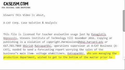 A-CAT Corp. Case Solution & Analysis-  Caseism.com