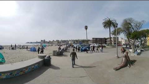 RICOH THETA X 5.7K Video - Capitola Beach With Many People Walking