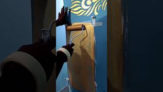 stencil work on wall #highlight #texture #design #trending #video #painting #texturework #homedecor