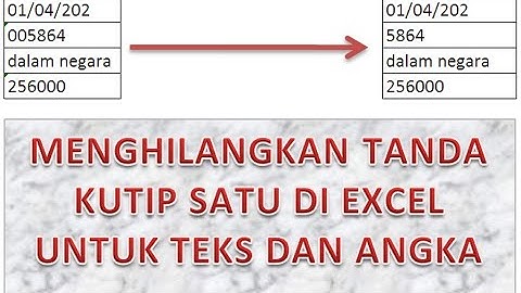 Cara Menghilangkan Tanda Kutip Satu Didepan Angka dan Teks  dalam Excel