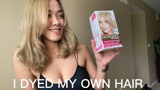 Coloring My Hair Using L'OREAL Golden Blonde 6.30 With Highlights