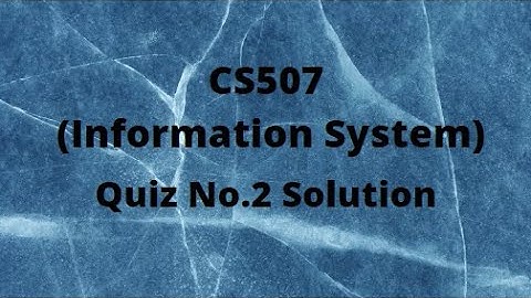 CS507 (Information System) Quiz No.2 Solution Spring 2022