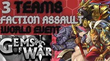 3 TEAMS World Event & Faction Assault | Gems of War Event Guide | No Mythic teams for all rewards