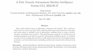 A Path Towards Autonomous Machine Intelligence