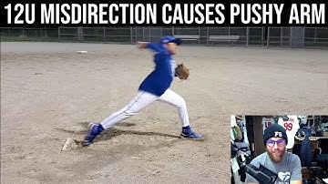 12U Pitching Mechanics Screen - Misdirection + Pushy Arm Action | Mechanical Analysis