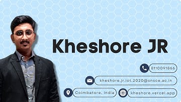 VIDEO PROFILE | Kheshore J R | SNSCE | B.E.CSE IOT & CYBER SECURITY WITH BLOCKCHAIN TECHNOLOGY.
