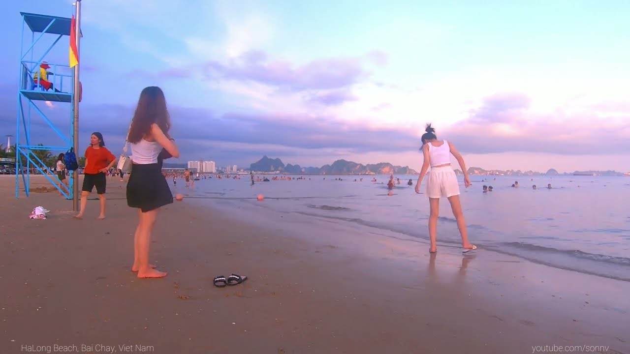 Walking Ha Long Beach With Bikini Girls - youtube