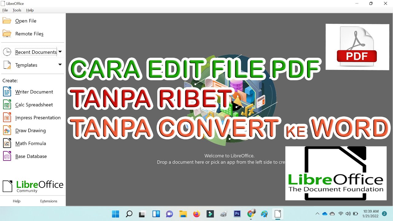 Cara edit file pdf tanpa convert ke word menggunakan libreoffice youtube