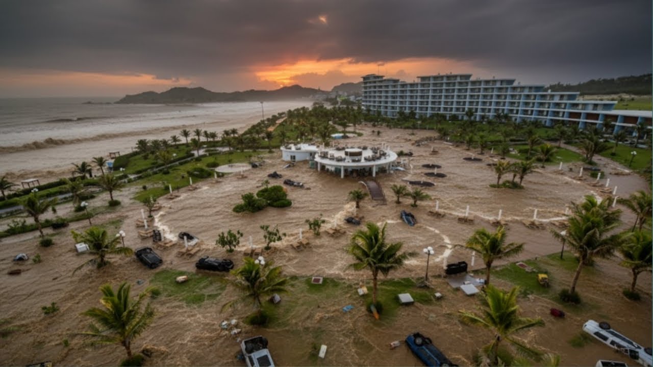 Powerful Typhoon Kalmaegi hits Vietnam! Houses & vehicles swept away in Quy Nhon.