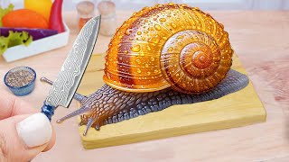 Catching and Cooking Miniature Snail Escargot Stuffed Meat Ideas 🐌 Mini Yummy Food Recipe
