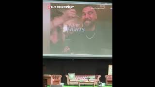 At the 'New Heights' live event, a video was shown of Taylor Swift feeding Travis Kelce