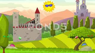Free Cartoon Green Screen Effects 2021A Stone Castle With A Story Line And A Rainbow And Beautiful