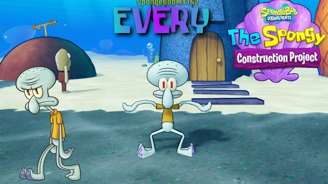 EVERY Emote in The Spongy Construction Project (Squidward) - YouTube