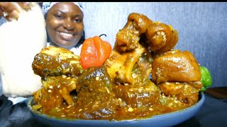 Cook And Eat With Me Delicious Okro Mixed With Ogbone Soup With Fufu