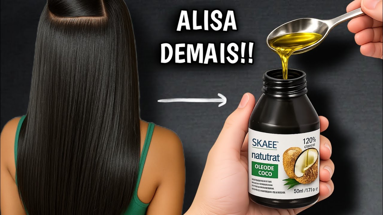 O CABELO FICA MUITO LISO SEM QUÍMICA _ Como Alinhar o Cabelo com óleo de côco
