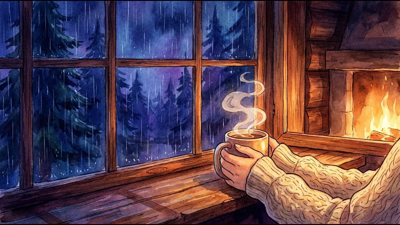 Rainy Cabin in the Woods ASMR (No Talking, No Music) – Cozy Rain & Fireplace for Sleep