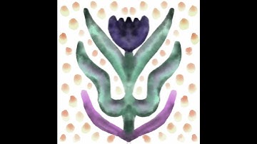 Process of drawing a symmetrical watercolour flower for a seamless pattern in Adobe Fresco