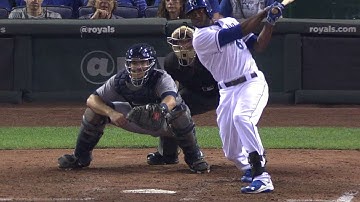 DET@KC: Cain plates two runs on a double to the gap