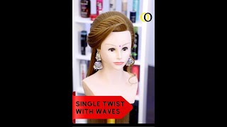 Front variation for big Forehead // Single Twist with Waves | Bridal front style #shorts screenshot 2
