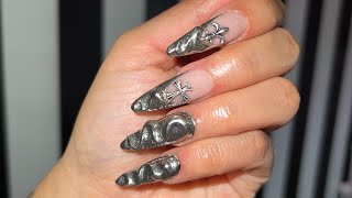 3D Chrome nails tutorial | Acrylic Nails color change and shape | nail tutorial | Natali Carmona