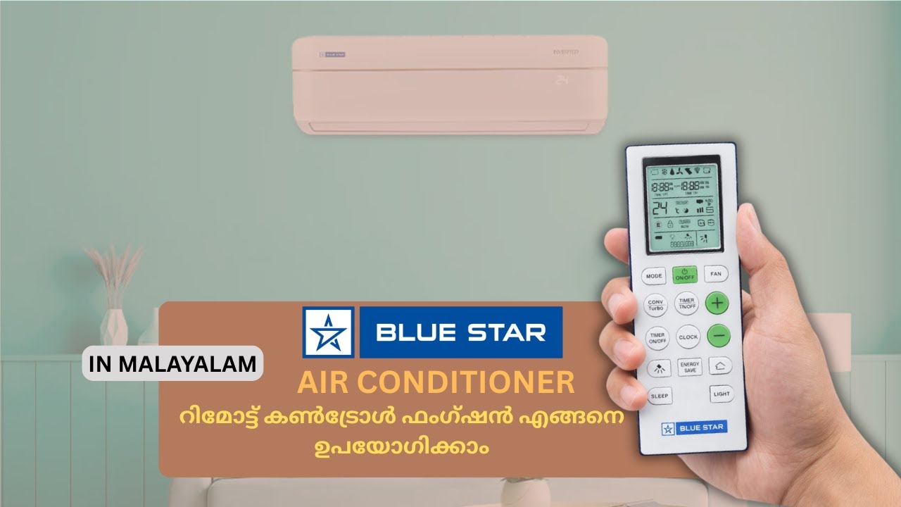 How to operate blue star  inverter ac remote control in malayalam|