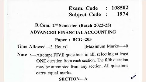 Gndu b.com sem 2 advanced financial accounting questions paper 2022