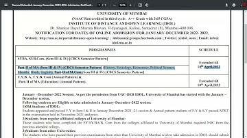 IDOL ADMISSION EXTENDED | January Session 2022 | Ashish Sir