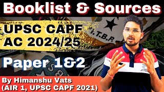 Booklist U0026 Sources For Upsc Capf 2024 Exam  Upsc Capf 2024 Booklist upsc  capf capfac capf2024