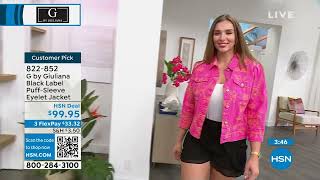 G by Giuliana Black Label PuffSleeve Eyelet Jacket