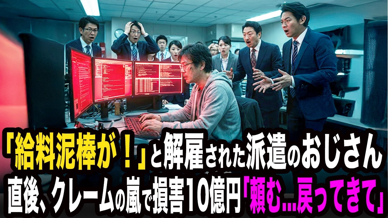 「給料泥棒が！」と解雇された派遣のおじさん。しかし直後、クレームの嵐で損害は10億円以上。「頼む、戻ってきて...」社長が泣いて懇願する事態に...