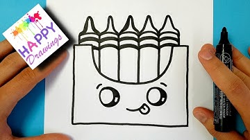How to Draw a Crayon Box Kawaii and Easy step by step