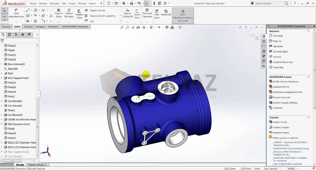 SOLIDWORKS 2016 - Çizim - Öteleme Yönünü Ters Çevirme - YouTube