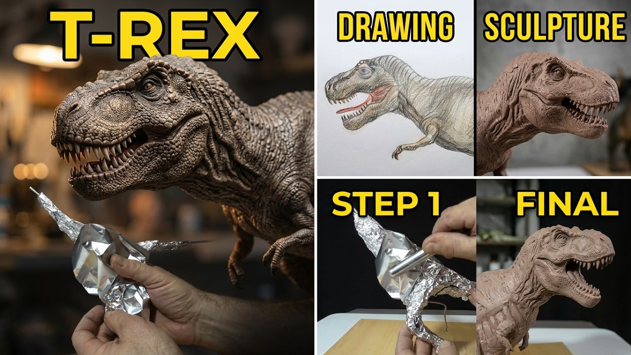 Rex Making T-rex sculpture making step by step - YouTube