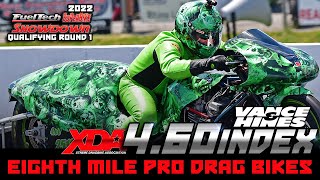 XDA 4.60 Index Qualifying Round 1- Eighth Mile Pro Drag Bike Motorcycle Drag Racing - Wheelie Bars