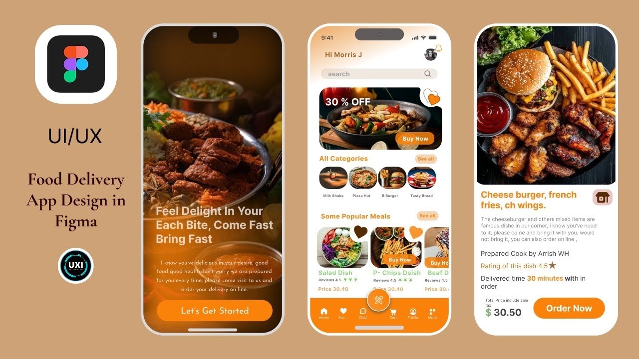 Food Delivery Modern App Ui Design for beginners||Creative Modern UIUX App Design in figma 