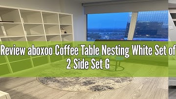 Review aboxoo Coffee Table Nesting White Set of 2 Side Set Golden Frame Circular Round and Marble Pa