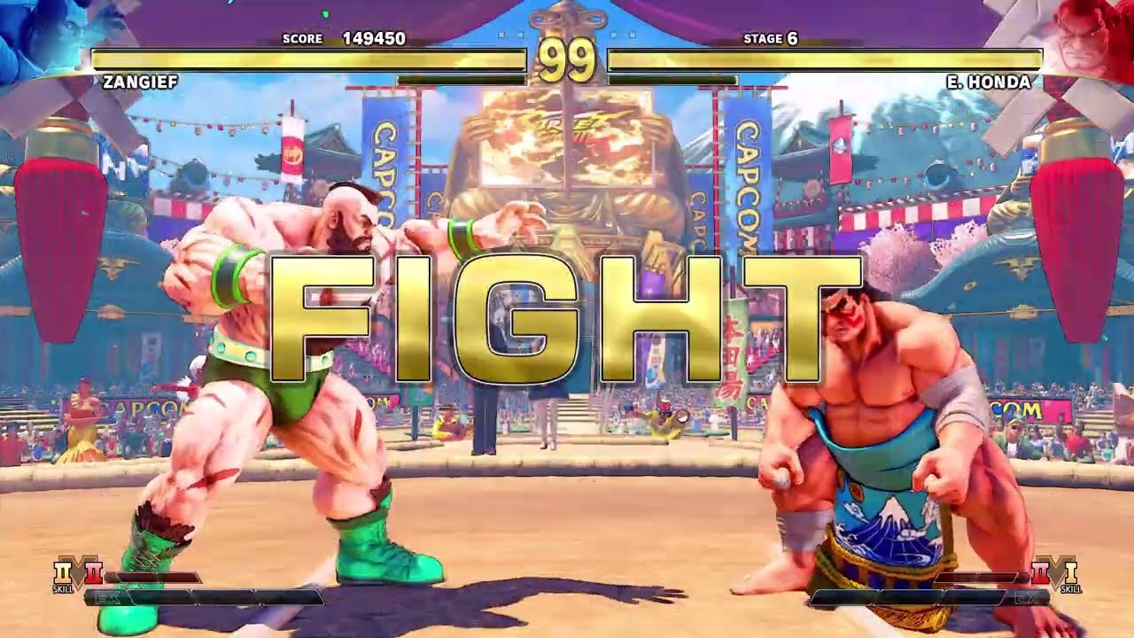 STREET FIGHTER 5 GAMEPLAY |  ZANGIEF vs E HONDA SF5