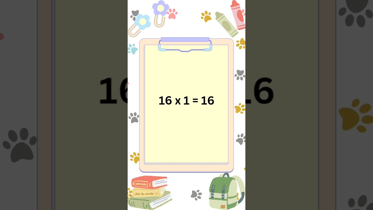 Multiplication table of 16 