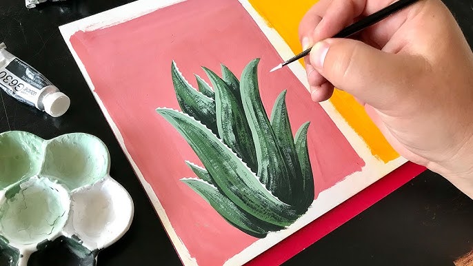 Saguaro Cactus Easy Acrylic Painting On Canvas Step By Step Satisfying Demo Youtube