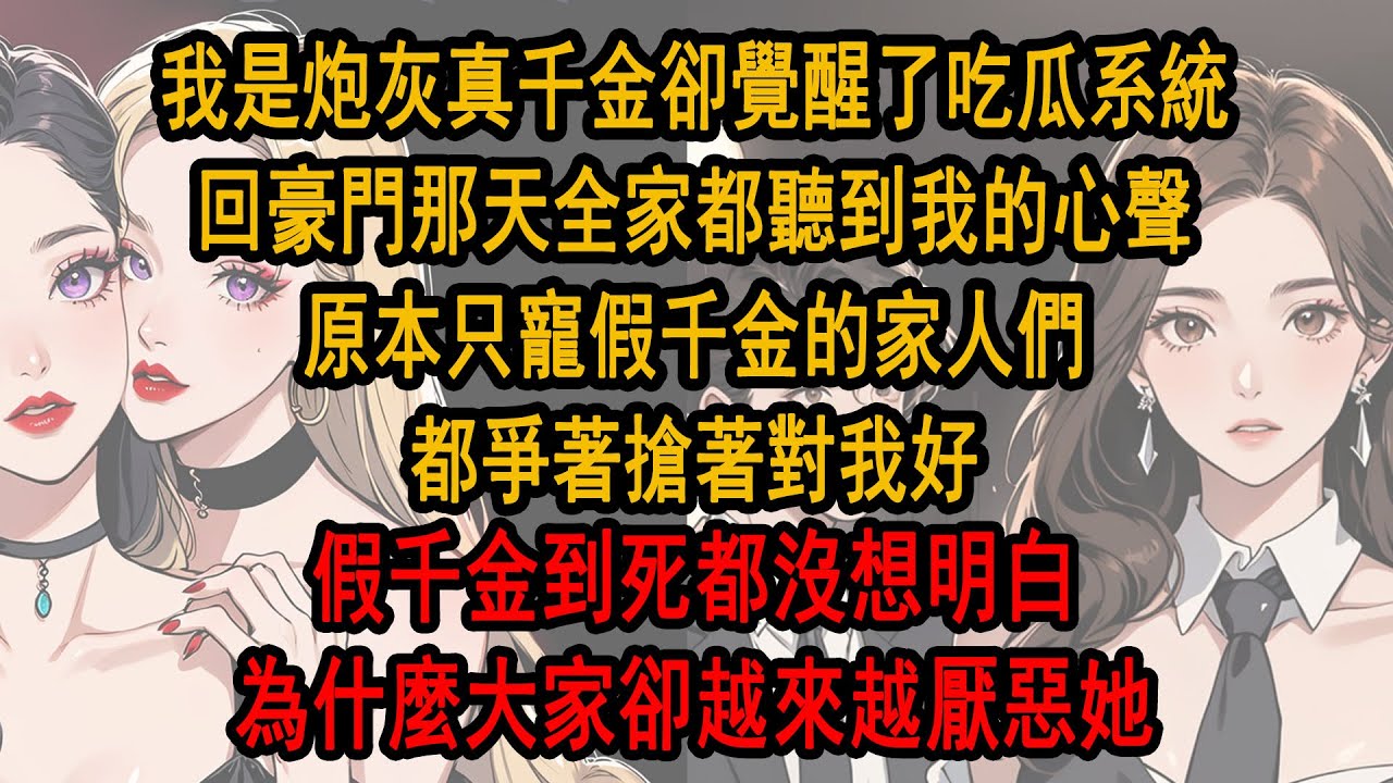 我是炮灰真千金卻覺醒了吃瓜系統，回豪門那天全家都聽到我的心聲，原本只寵假千金的家人們，都爭著搶對我好，假千金到死都沒想明白，為什麼大家卻越來越厭惡她