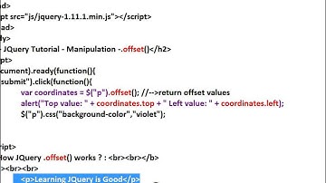 OFFSET METHOD IN JQUERY   DEMO
