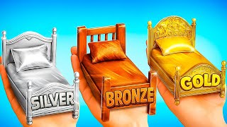 Ouro vs Prata vs Bronze! Nós construímos um quarto secreto!