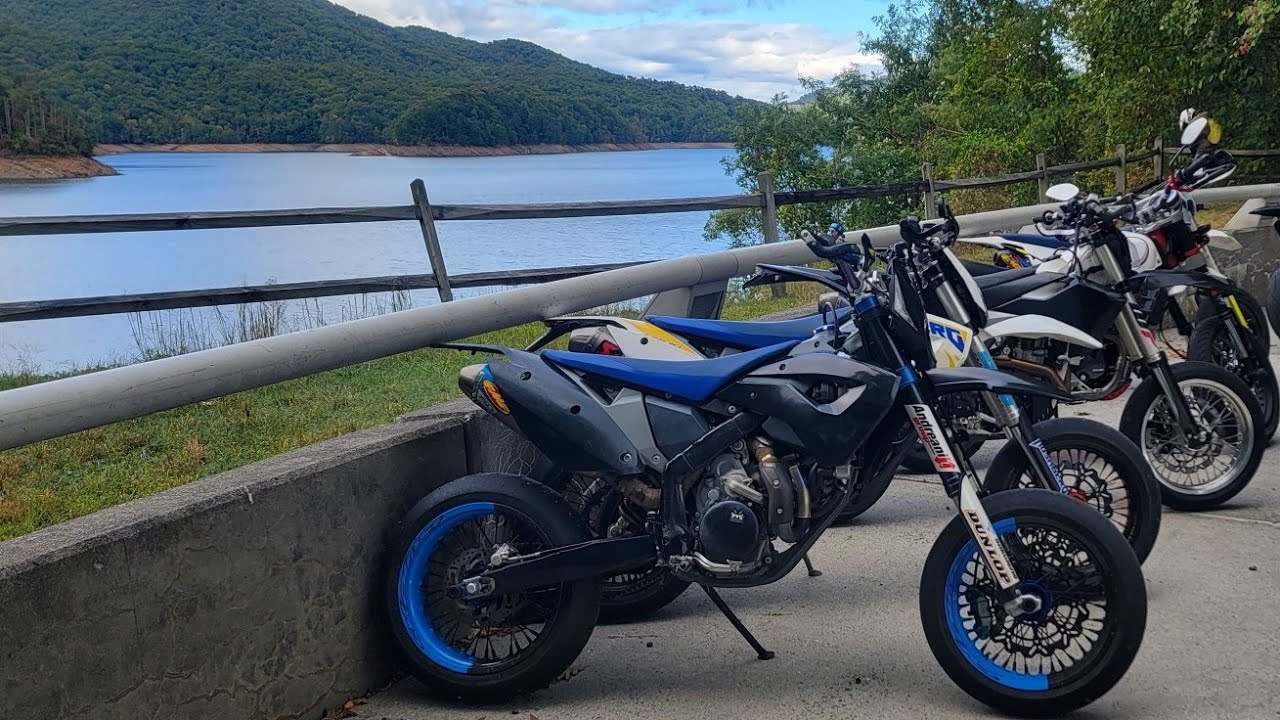 2 Husaberg FS 570s going the speed limit through the Tail of the Dragon