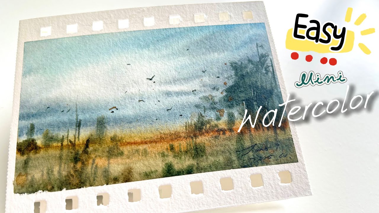 Relaxing & Easy Watercolor Landscape Tutorial for Beginners - YouTube