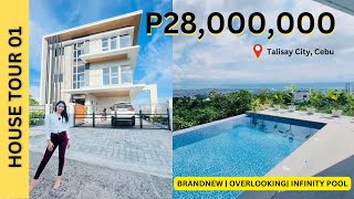 HOUSE TOUR 01 ⏺ Touring this BRAND-NEW & OVERLOOKING HOUSE with INFINITY POOL in Talisay City